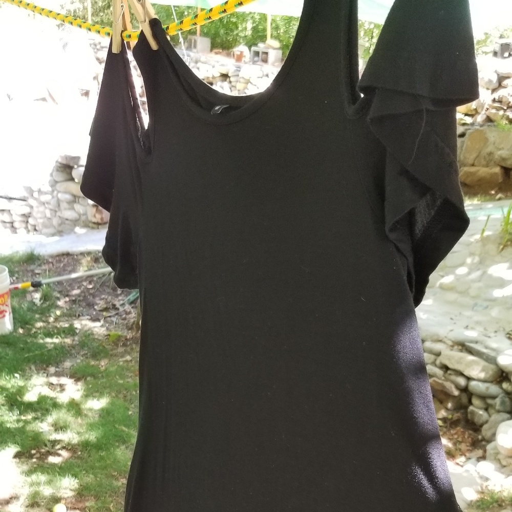Black Cold Shoulder Mid Dress Sz L